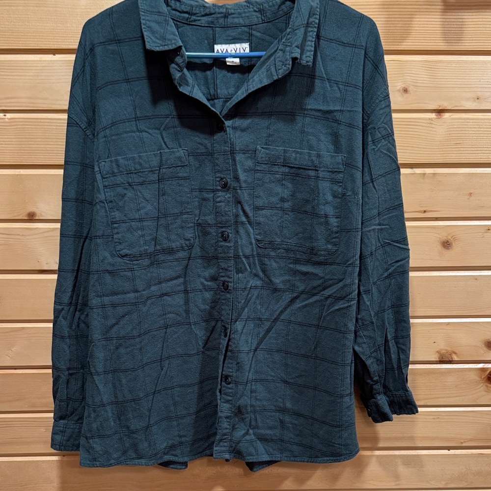 Ava & Viv Forest Green Button Down Shirt